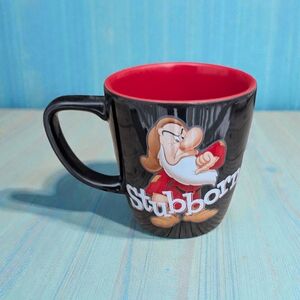 Disney Parks Snow White Grumpy Mug - "Stubborn" & "No!" Black/Red 12oz